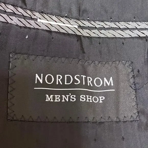 Nordstorm 100% Wool Men's Black Long Sleeve Button Blazer Sports Coat Jacket 44R